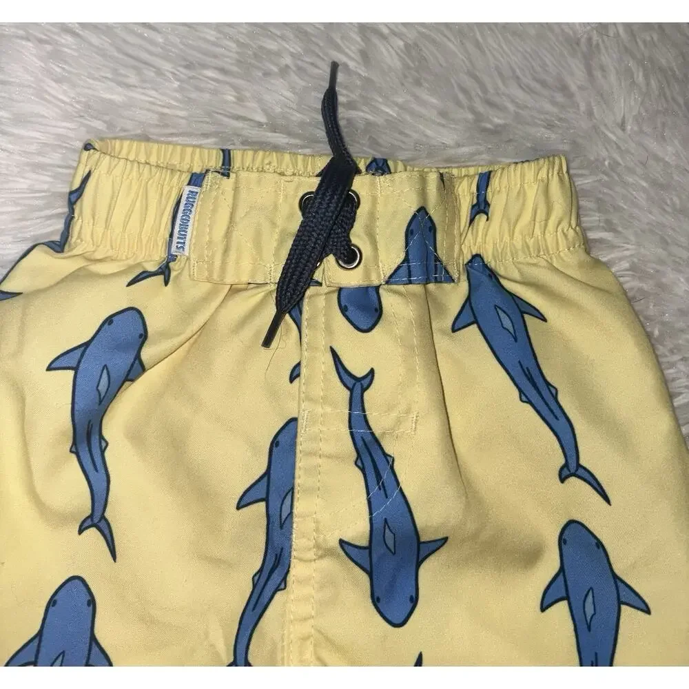 Rugged Butts Boys 6-12 Mo. Yellow Shark Swim Trunks. Cute, Exc. Cond.